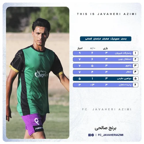 جدول رده بندی مسابقات استان